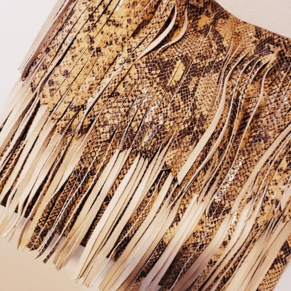 Camila Alves MUXO Snakeskin Fringe Leather Handbag EUC - Picture 10 of 10